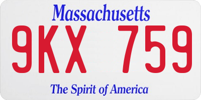 MA license plate 9KX759