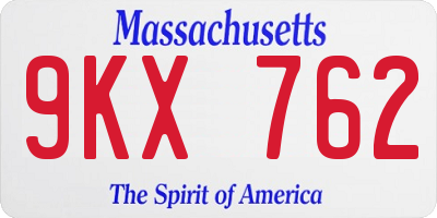 MA license plate 9KX762
