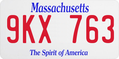 MA license plate 9KX763