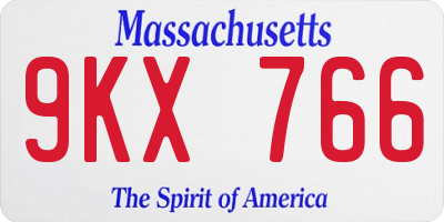 MA license plate 9KX766