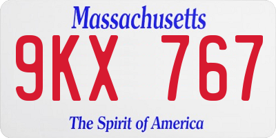 MA license plate 9KX767