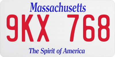MA license plate 9KX768