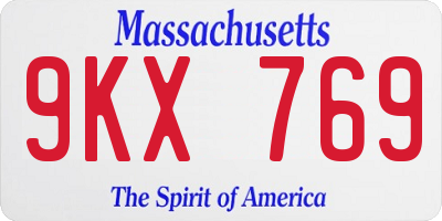 MA license plate 9KX769