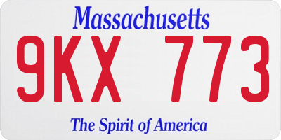 MA license plate 9KX773