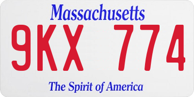 MA license plate 9KX774