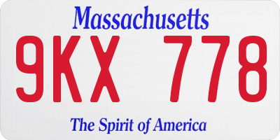 MA license plate 9KX778