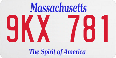 MA license plate 9KX781