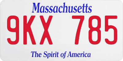 MA license plate 9KX785