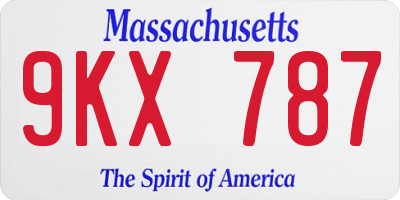 MA license plate 9KX787