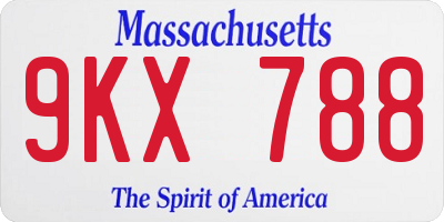 MA license plate 9KX788