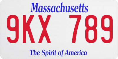 MA license plate 9KX789