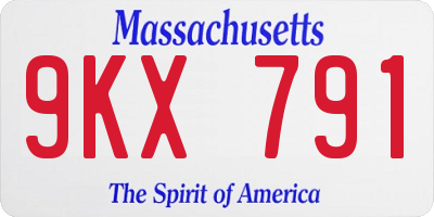 MA license plate 9KX791