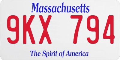 MA license plate 9KX794