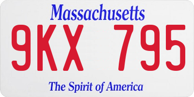MA license plate 9KX795
