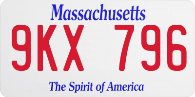 MA license plate 9KX796