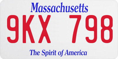 MA license plate 9KX798