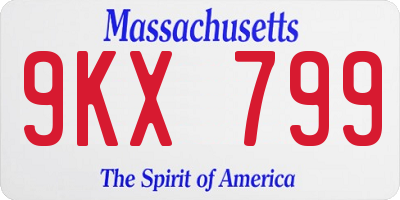 MA license plate 9KX799