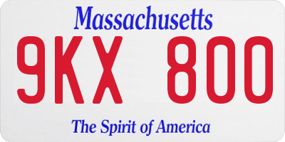 MA license plate 9KX800