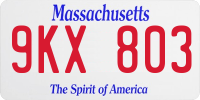 MA license plate 9KX803