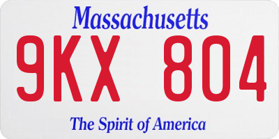MA license plate 9KX804