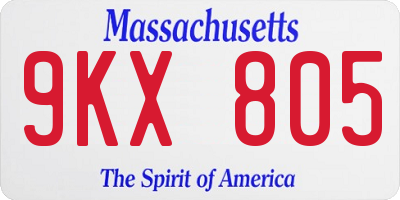 MA license plate 9KX805
