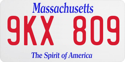 MA license plate 9KX809