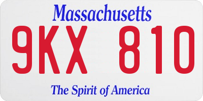 MA license plate 9KX810