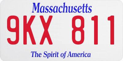 MA license plate 9KX811