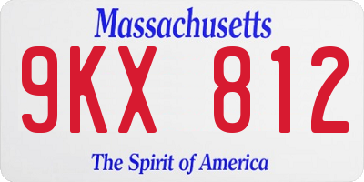 MA license plate 9KX812