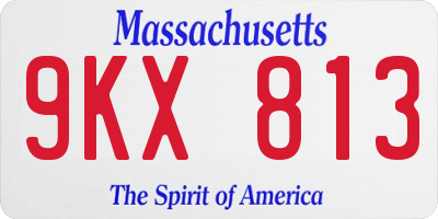 MA license plate 9KX813