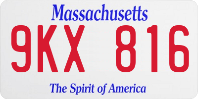 MA license plate 9KX816