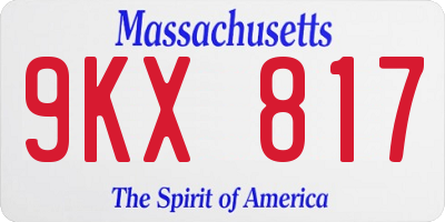 MA license plate 9KX817