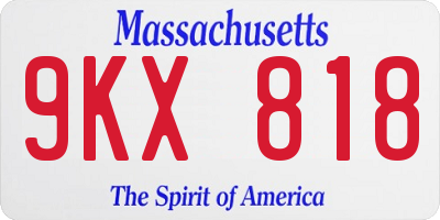 MA license plate 9KX818