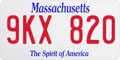 MA license plate 9KX820