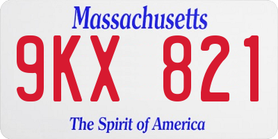 MA license plate 9KX821