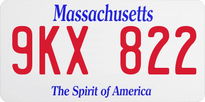 MA license plate 9KX822