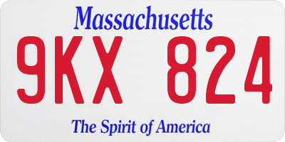 MA license plate 9KX824