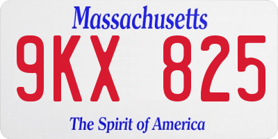 MA license plate 9KX825