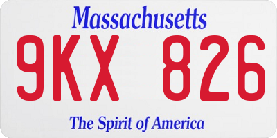 MA license plate 9KX826