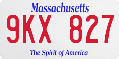 MA license plate 9KX827