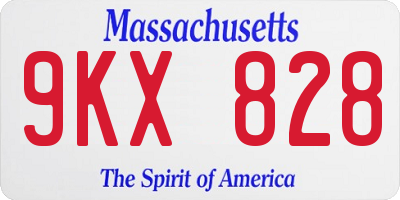 MA license plate 9KX828