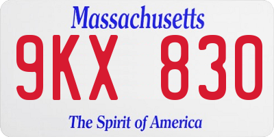 MA license plate 9KX830