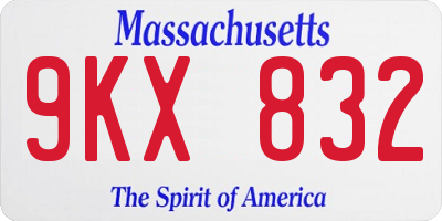MA license plate 9KX832