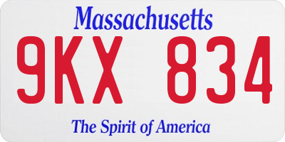MA license plate 9KX834