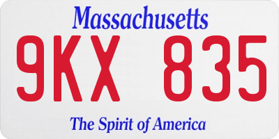 MA license plate 9KX835