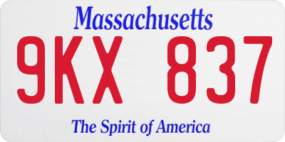 MA license plate 9KX837