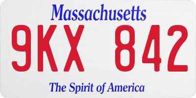 MA license plate 9KX842
