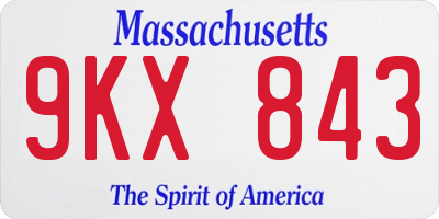 MA license plate 9KX843