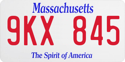 MA license plate 9KX845