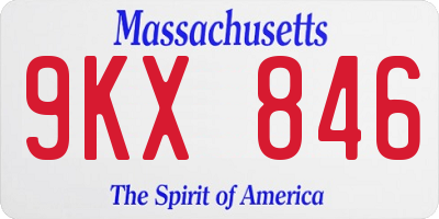 MA license plate 9KX846